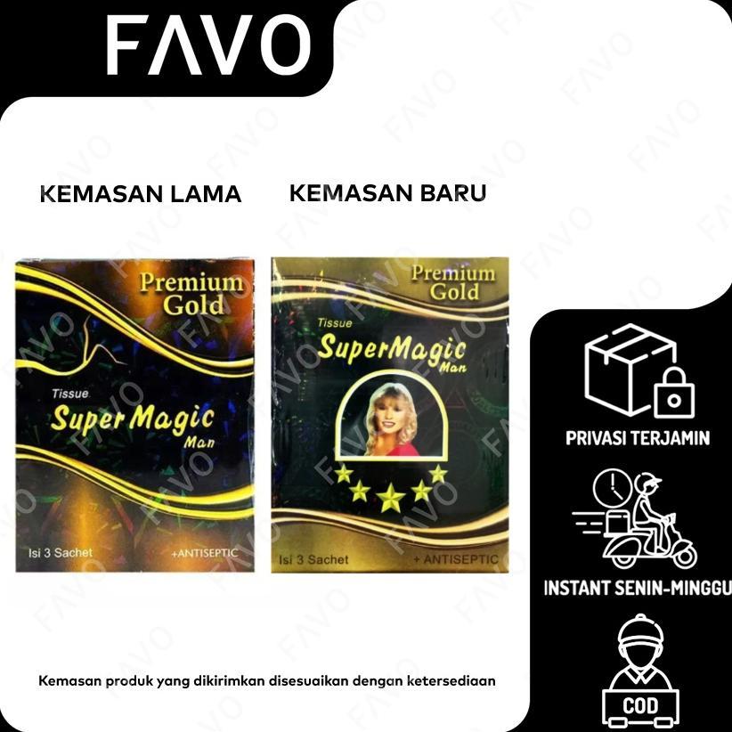 Tisu Magic Man Premium Gold - 3 Sachets - Tissue Super Magic Tahan Lama Womart