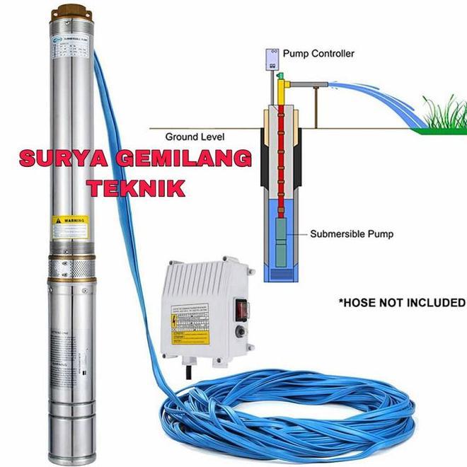 Pompa Air Satelit Nasional Mcpump Pompa Sumbersible 200Watt Lengkap