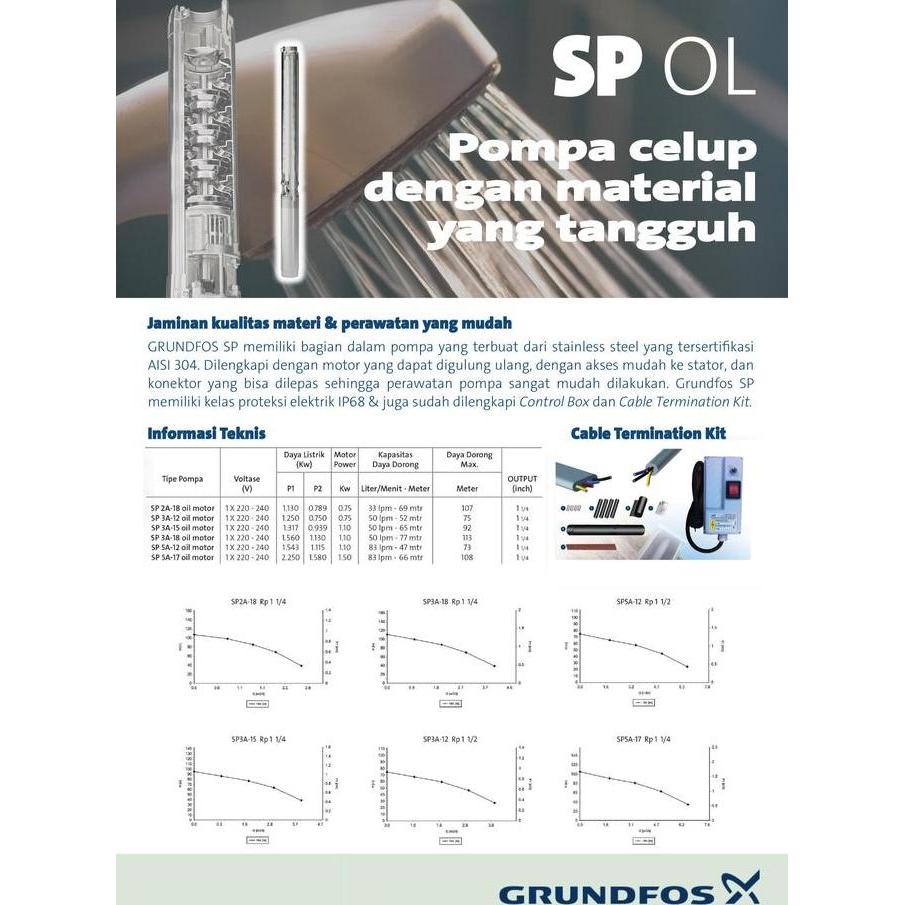 Grundfos Sp 3A-12 Mesin Pompa Air Celup Dalam Satelit Sibel Submersible Groundwater Deep Well Pump 4