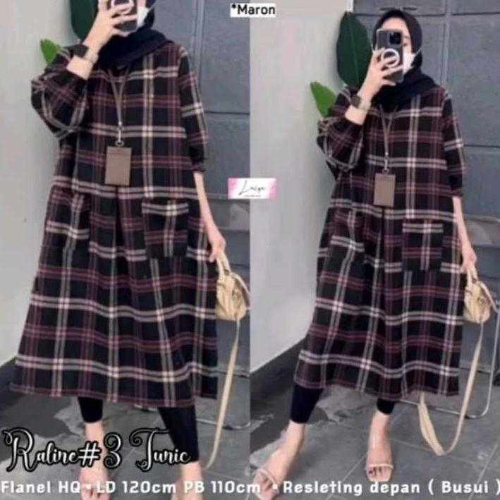Premium Amelia Tunik/ Tunik Wanita Jumbo Ld 120/ Atasan Wanita Terbaru / Tunik Motif Kotak//Tunik Te