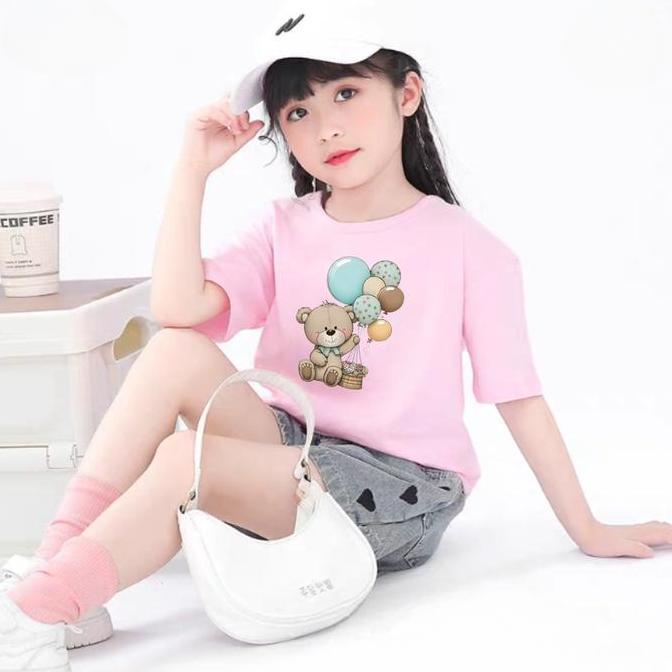 DV302 >> KOKO IMPORT Baju Kaos Anak-Anak Perempuan Usia 2-14 Tahun Atasan Distro Lengan Pendek Motif