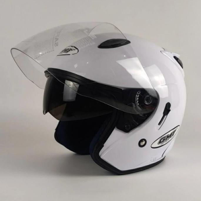 Thebest- HELM HALF FACE GMT/HELM DOUBLE VISOR/HELM MOTOR SNI/HELM /PUTIH