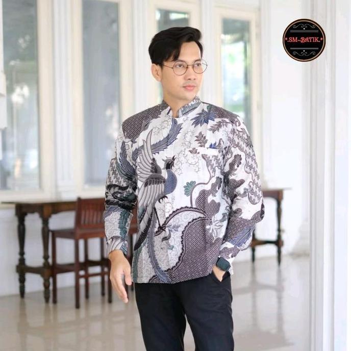 Thebest- EKSKLUSIF Baju BATIK Kerah KOKO Pria TERBARU Hem Atasan Kemeja Baju Batik Pria Cowok Laki L