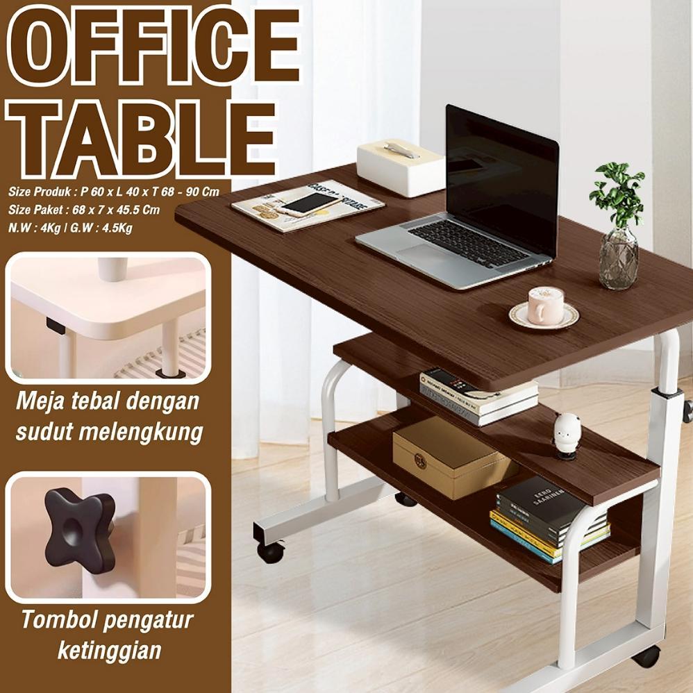 BG SPORT Meja Laptop Portable Standing Desk Meja Belajar Komputer Beroda Bertingkat Multifungsi