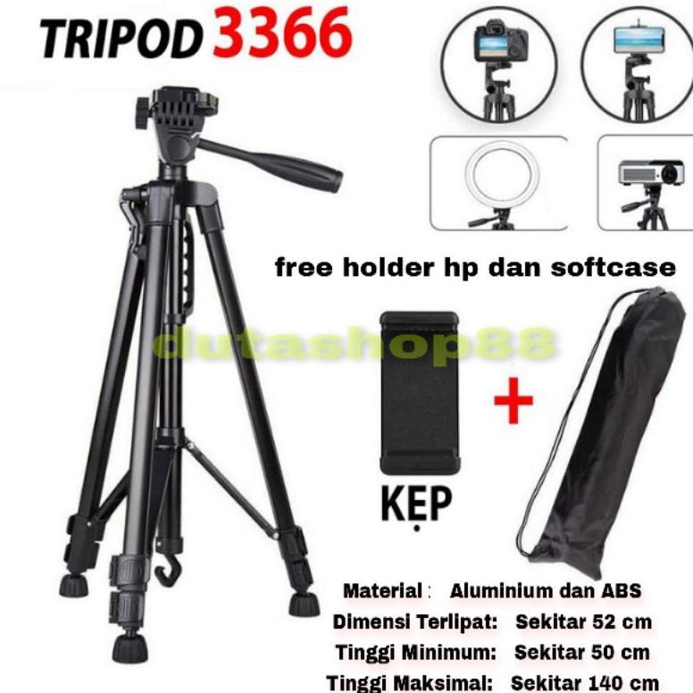 tripod 3366 140cm tripod kamera , ringlight , LED video dan HP