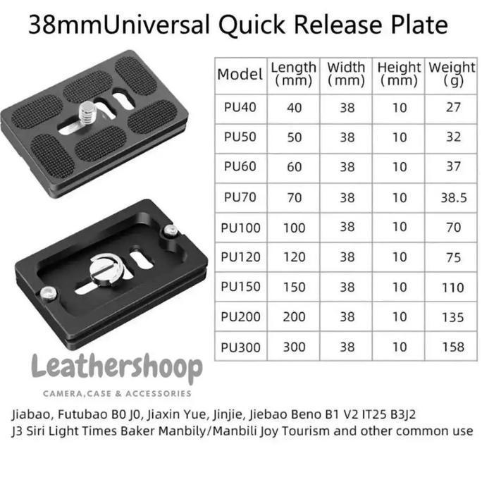 Quick Release Plate Tripod Adapter PU50  PU100 PU120 PU150 PU200 PU300