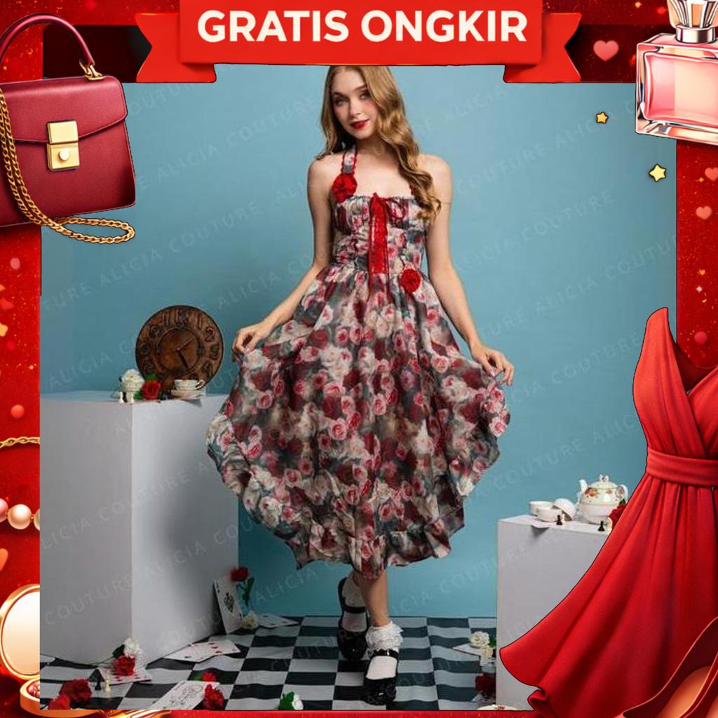 Aliciacouture - Wonderland Collection - Madamoile Dress - Floral Chiffon Ruffle Dress - Garden Party