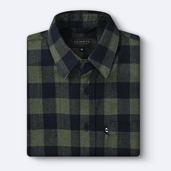 Broodis Kemeja Flannel Canbera Green Lengan Panjang