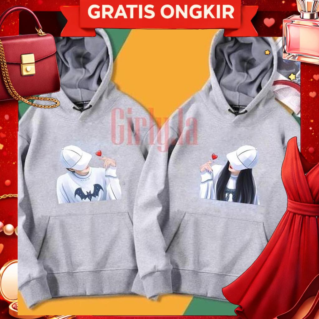 Switer Couple Pria Wanita  / Hoodie Couple Love Pasangan Cewe Cowo Love Kekinian Hoodie Couple Korea