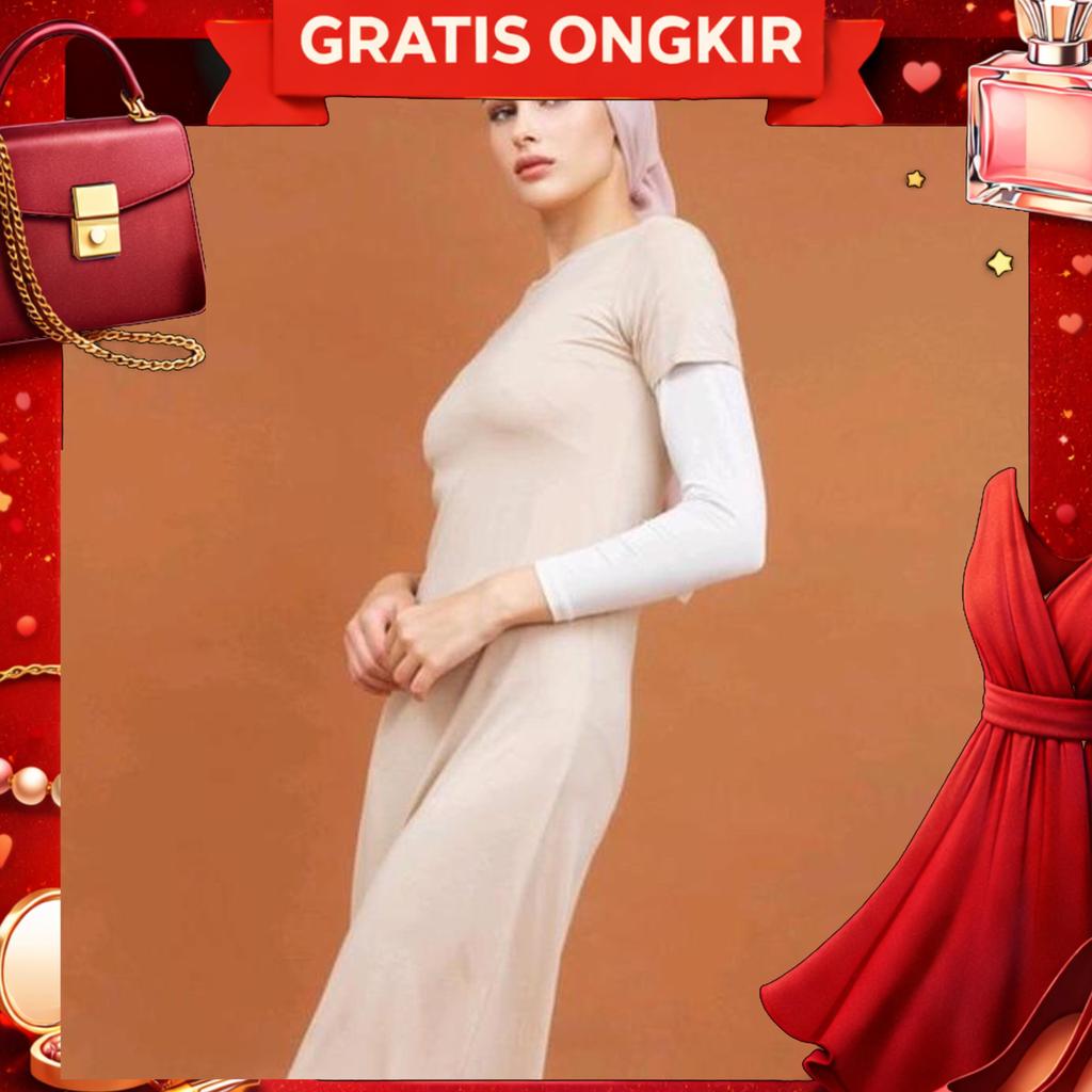 Manset Gamis Kaos Lengan Pendek Jadeclover T192 Baju Panjang Wanita