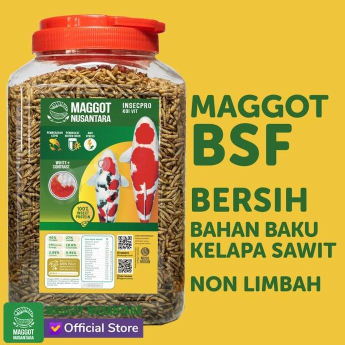Pakan Koi Alami Extra bulky Maggot Nusantara 500 gr