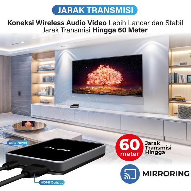 Gaskita- Hdmi Wireless Adapter Hp Laptop Tablet Tv Monitor Proyektor Wireless Hdmi 12 Meter Px Wfd-1