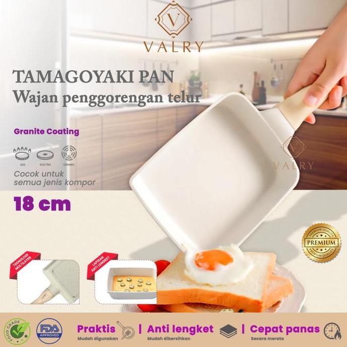 Terpopuler- Valry Cosy Tamagoyaki Pan Tebal Penggorengan Telur Anti Lengket Terbaik Wajan Granit Dia