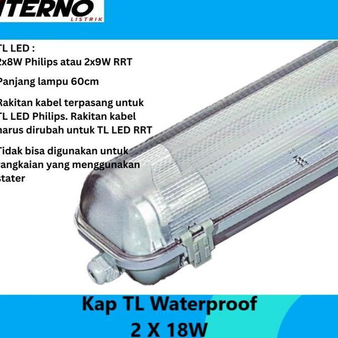 Codchat,Admin- Kap Lampu Waterproof 2X18 2X18W Tl Led 2X8W Ip65