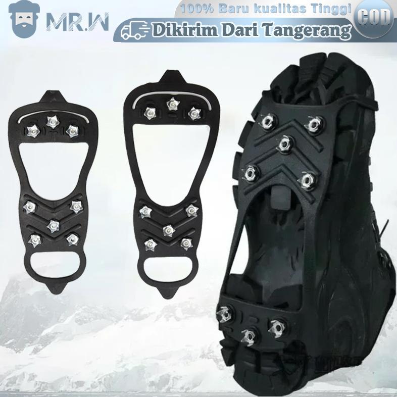 READY 2pcs Alas Sepatu Mendaki Alas Sepatu Paku Anti Slip 8 Gigi Alas Sepatu Salju Untuk Berjalan Di