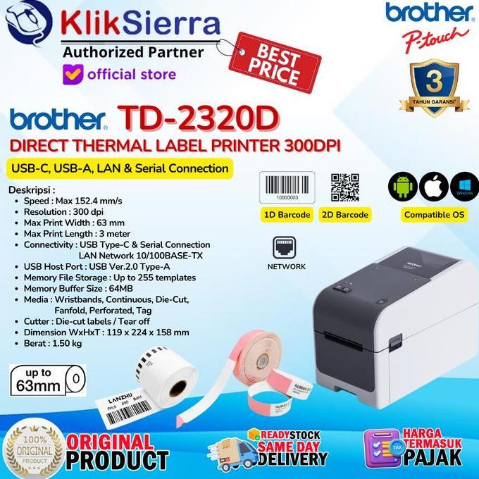 BROTHER TD2320 TD2320D TD-2320D 300DPI LAN Network & TD2310 TD2310D TD-2310D TD-2310 203DPI USB-C SE