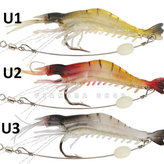 Fhistik- Umpan Udang Luminous Shrimp Lure Soft Umpan Udang Menyala Dalam Gelap