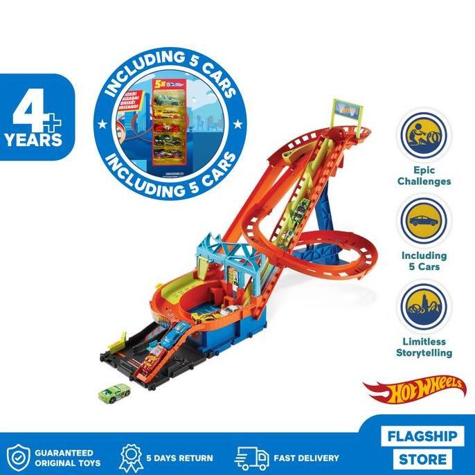 Hot Wheels City Roller Coaster Rally Playset - Mainan Trek Mobil Balap