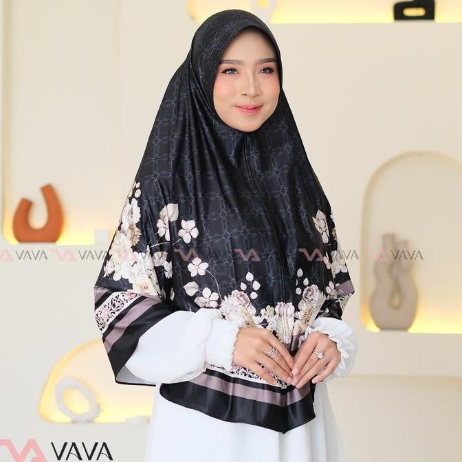 Terpopuler- Vava Hijab - Jilbab Instan Bergo Xl Jumbo Pad Motif Printing Jersey Premium Lira - Mahko