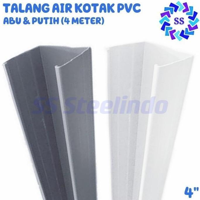 Serbaledeng- Talang Air Pvc Kotak Abu Putih 4 Inch 4 Meter