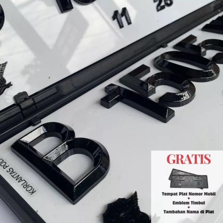Plat nomor nomer mobil Akrilik mewah timbul Free cover plat