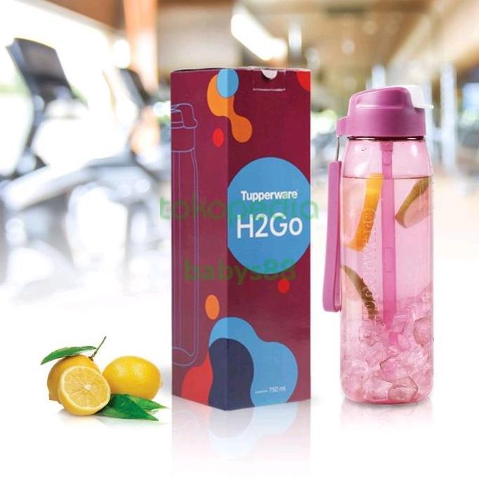 BOTOL MINUM H2GO WITH STRAW BOTTLE TUPPERWARE 750ML