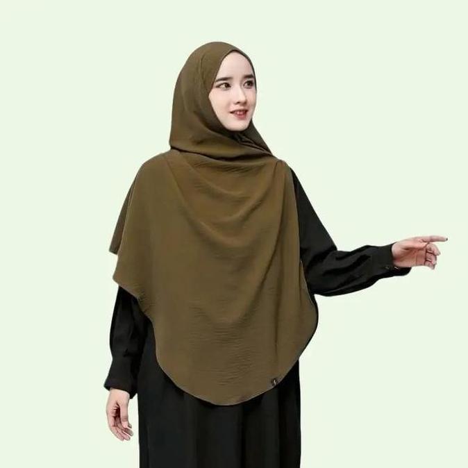 Thebest- HIJAB PASMINA OVAL CRINKLE JUMBO/KRUDUNG PASMINA OVAL TERBARU/HIJAB INSTAN Pashmina Panjang