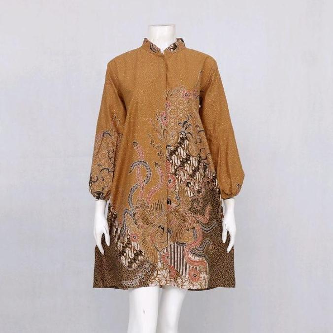 Thebest- Batik Wanita Tunik Sogan RatuRatih Bahan Katun Primisima Pola SMLXLXXL XXXL Muslim Panjang