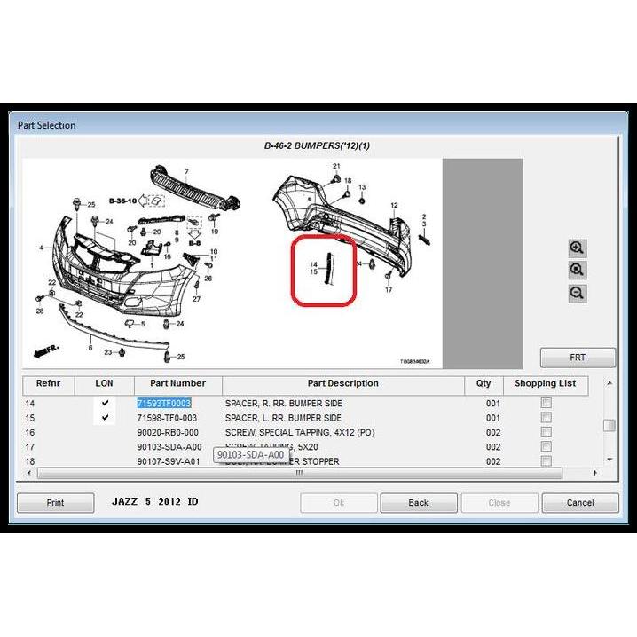 TERLARIS BREKET BUMPER BELAKANG JAZZ 2012-2013 ORIGINAL 
