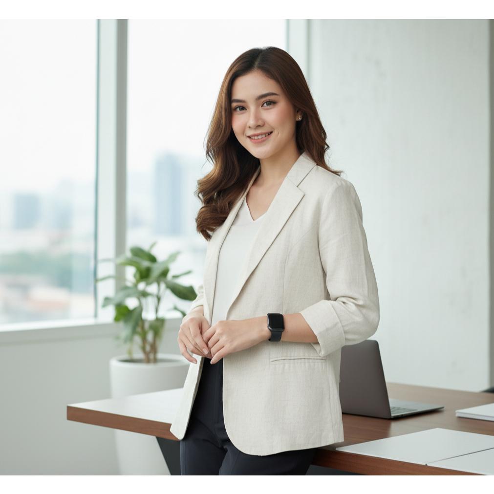 ORIGINAL BLAZER LINEN WANITA KOREAN STYLE | BLAZER SANTAI CASUAL ELEGAN LENGAN PANJANG