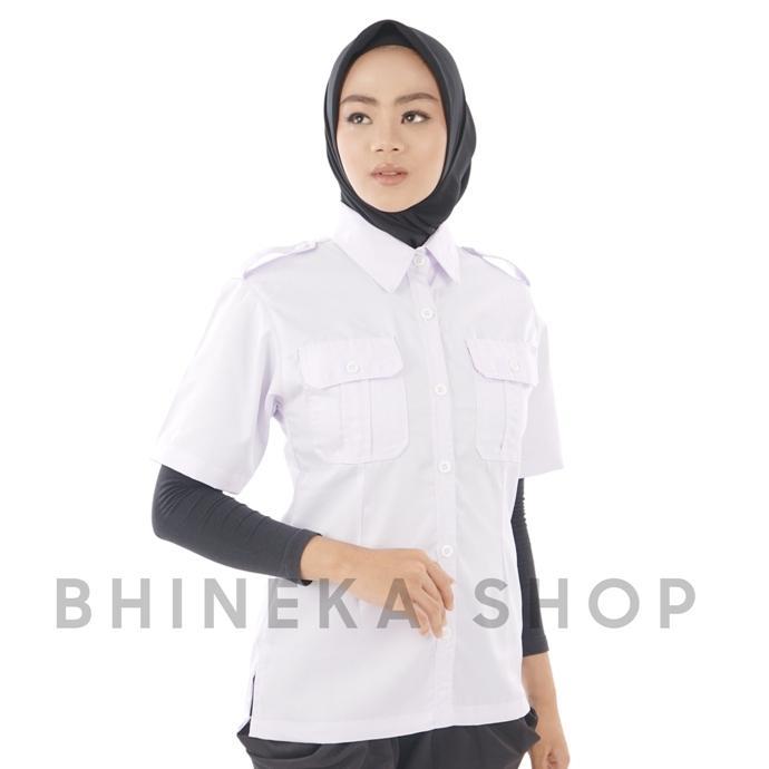 ORIGINAL KEMEJA PDH PUTIH WANITA LENGAN PENDEK SERAGAM PNS PUTIH WANITA