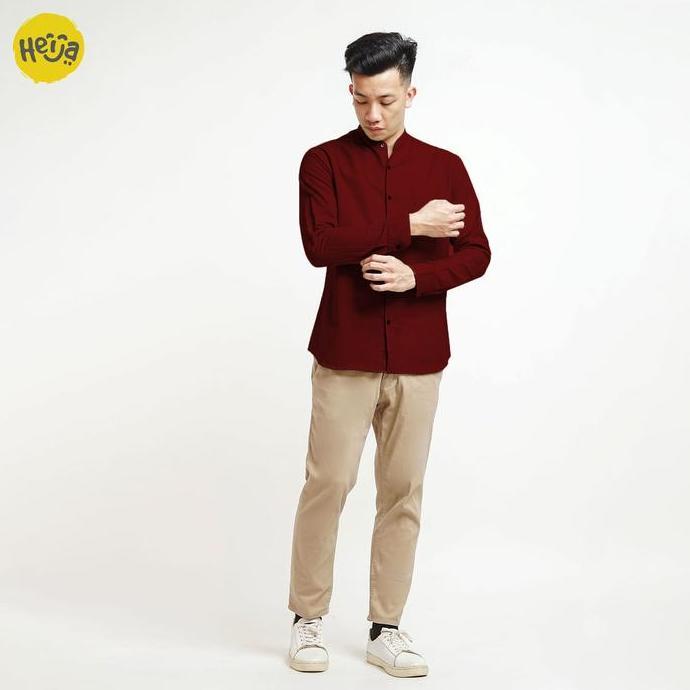 Colkid- Heija | Novus Burgundy - Kemeja Koko Anak Lengan Panjang Warna Merah Burgundy Ungu Katun - R