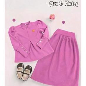 Colkid- Set Rok Remaja  Bahan Knit Japan Linen Premium Model Lengan Inara Untuk Lebaran  Usia 1 Samp