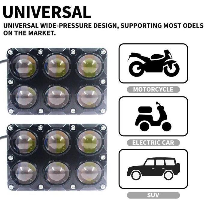 CARMANELO LAMPU TEMBAK LASER FOGLAMP SQL 6 MATA LAMPU TEMBAK LED 6 MATA MOTOR MOBIL 2 WARNA Putih Ku