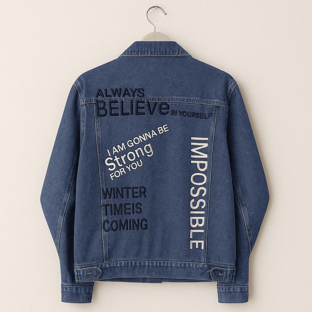 New Carys - Jaket Wanita Vintage Denim Jeans Premium Bordir Tulisan