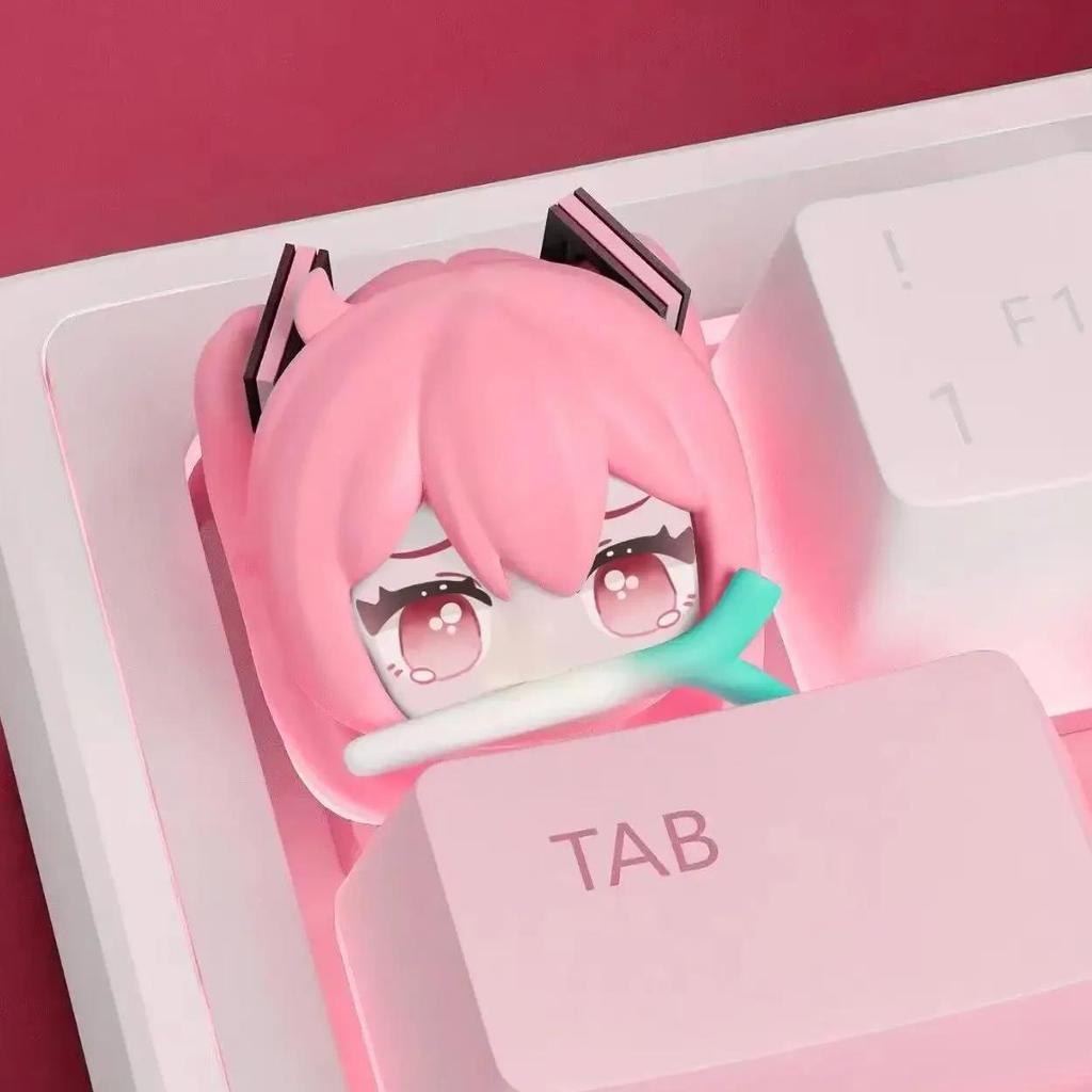Cute Hatsune Miku DIY Keycaps Anime Personality Cross Axis PBT Mechanical Keyboard Keycap Decoration