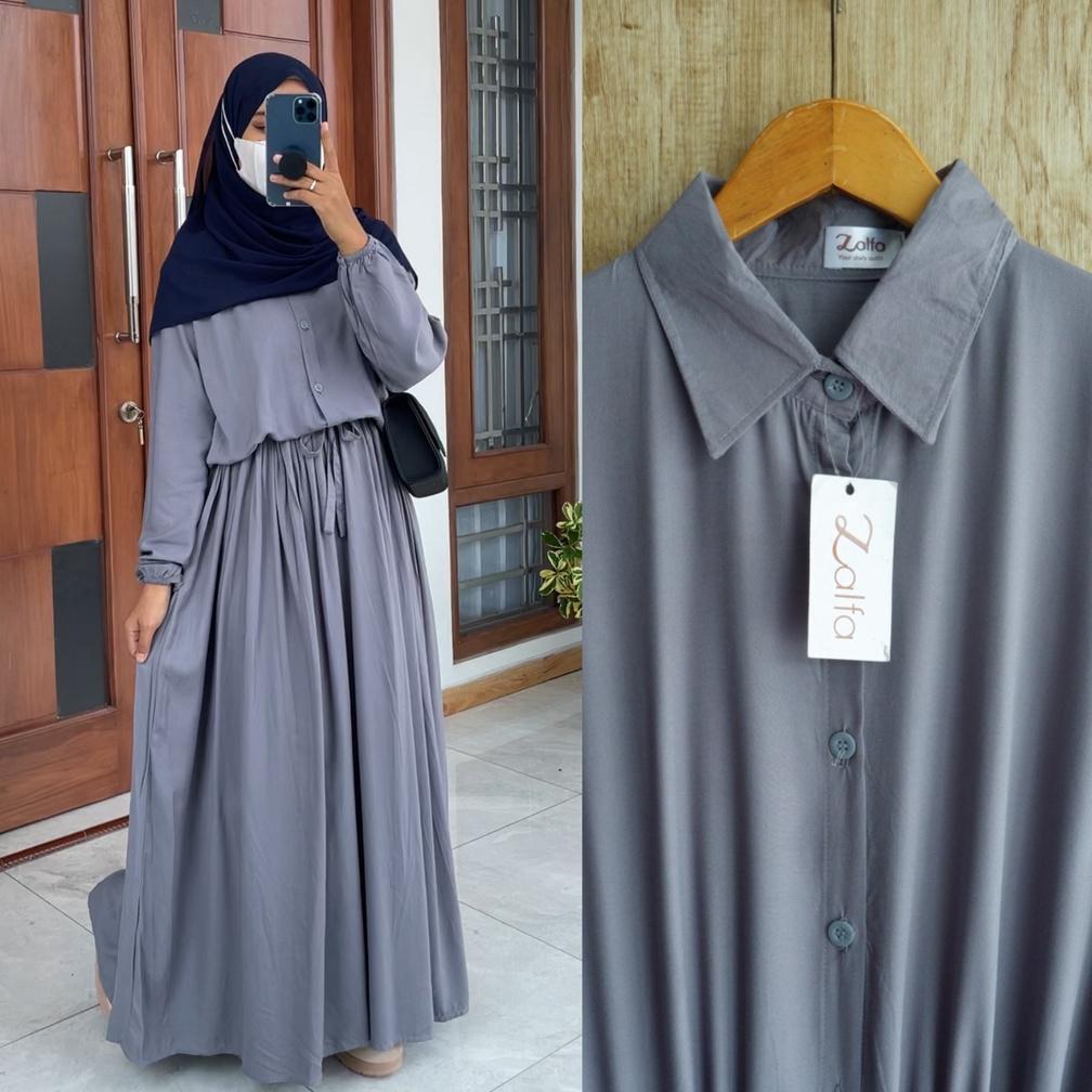 bestpromo aurelia dress by zalfa outfit / gamis polos / dress polos / gamis rayon