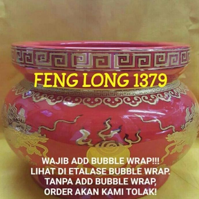 Hiolo (Tempat Hio/Dupa) Merah Naga Emas Keramik 7"
