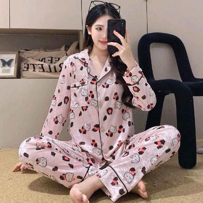 Sleepoi- Jc- Set Piyama Bulu Bludru Pp / Baju Tidur Import Bludrupremium / Piyamabludru Terbaru