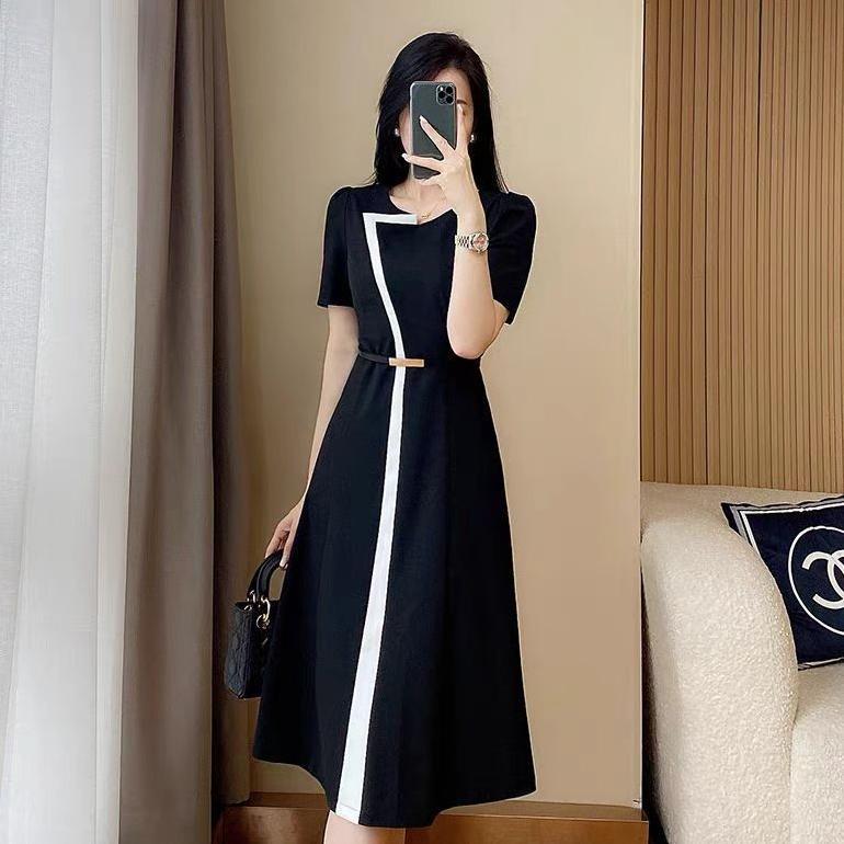 ORIGINAL DRESS HITAM ELEGAN KOREA TERBARU/CASUAL DRESS/DRESS PESTA PUTIH MEWAH