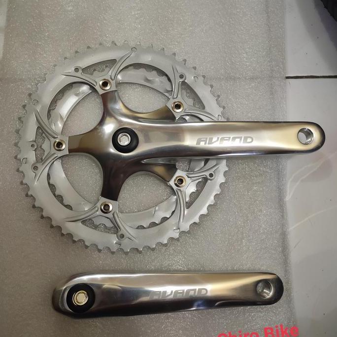crank sepeda lipat balap double chainring 2 speed 52 42T avand silver