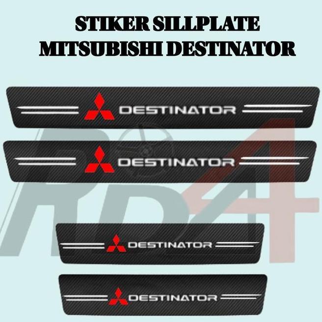 Destinator Stier Car Stiker Sillplate Carbon 3D Pelindung Pijakan Pintu Samping Mitsubishi