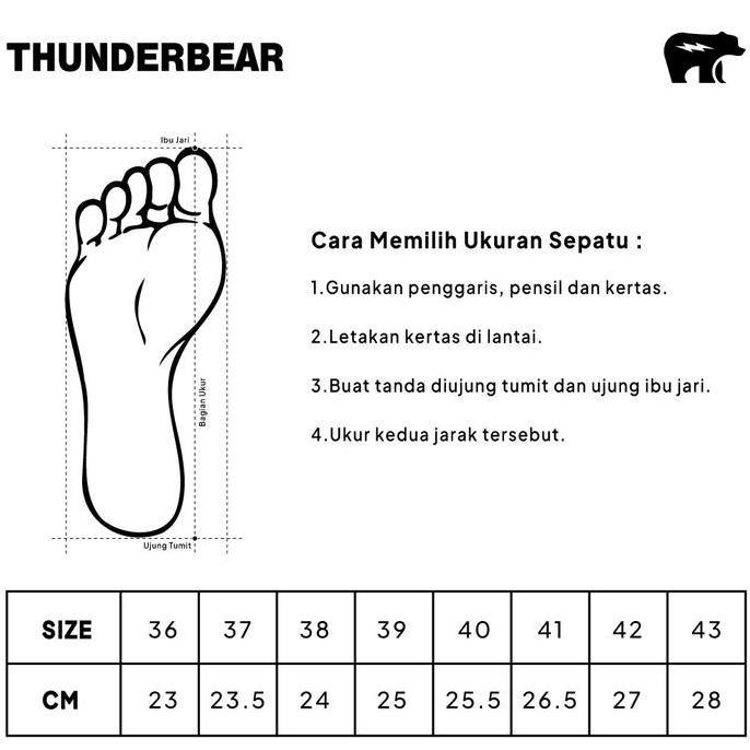 Kets- Sepatu Thunderbear - Bergson Bw Canvas Casual Shoes Sneakers Pria Snekers Black Hitam