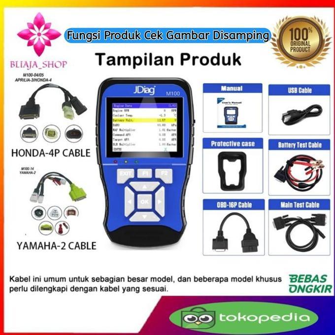 JUILOOSHOPHS - JDIAG M100 MOTOR DIAGNOSTIC SCANNER OBD2 MOTOR SCANER MOTOR INJEKSI