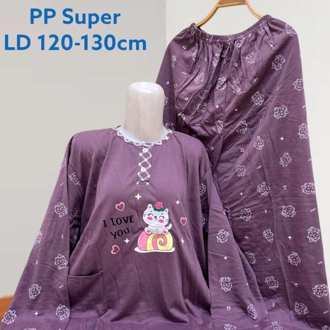 Sleepoi- Babydoll Super Jumbo Pp 4L Lengan Panjang Bahan Kaos Ld 130Cm Gambar Bordir Dan Sablon Hija