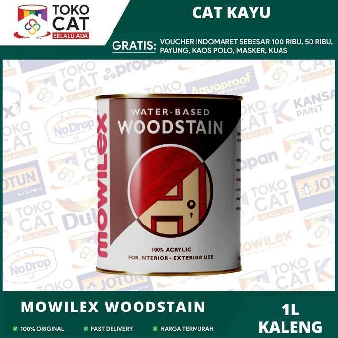 Cat- Cat Pelapis Kayu Mowilex Woodstain Water Based Semua Warna 1 Liter