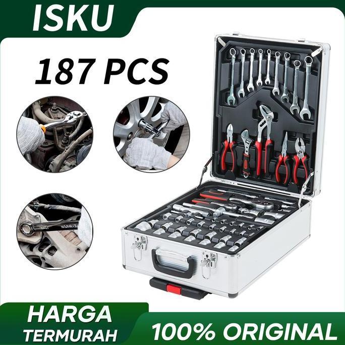 febylaran - isku tool kit 187 pcs perkakas bengkel tool set/koper set perkakas bengkel/alat bengkel 