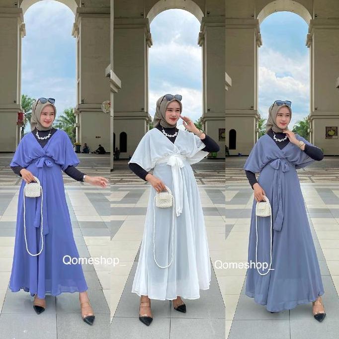 Berkualitas Dress Zora Wanita Bahan Ceruti Premium Baju Pesta Muslim Manset Gamis  Mewah
