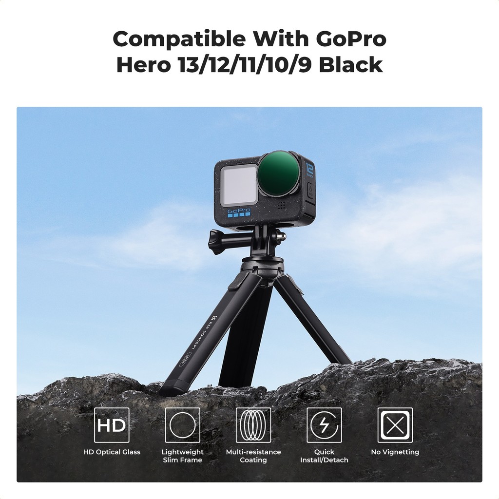 K F Concept Variable ND2-32 Filter untuk GoPro Hero 13 Filter Pengurangan Cahaya Kepadatan Netral Hi