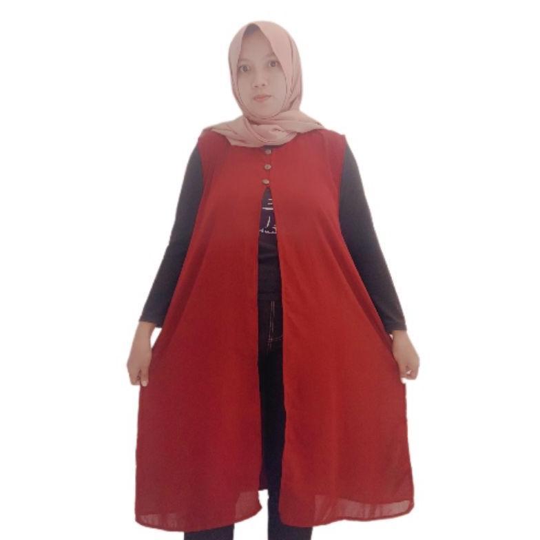 NEW DEALS RR outer cardigan ceruty panjang tanpa lengan outer cardigan ceruty premium grosir